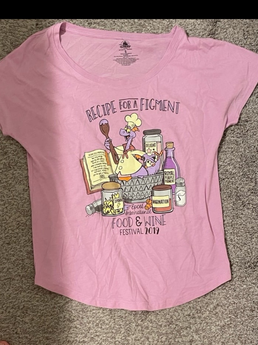 Disney parks Pink Figment Festival T-Shirt food and wine 2019 small